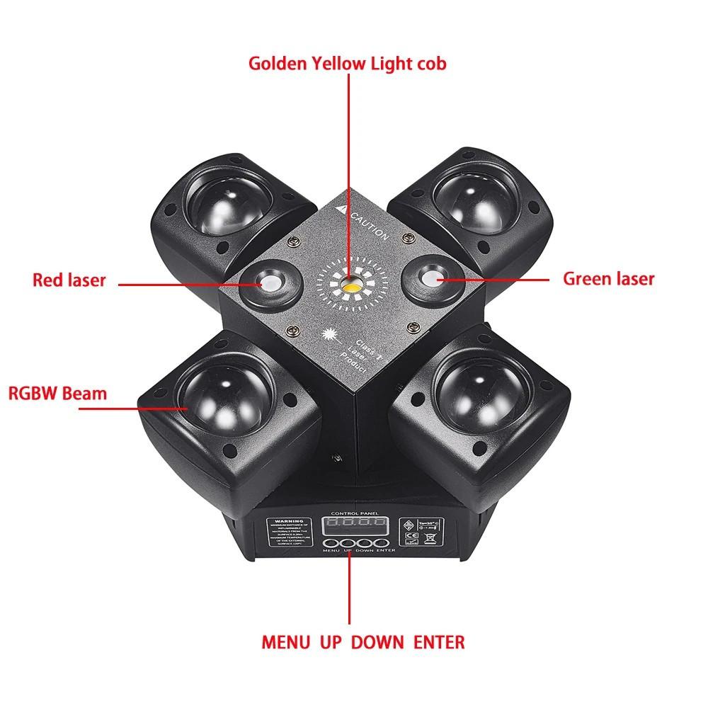 4 Arm Stage Beam Laser Light LED Beam Moving Head Stage Light DMX512 Sound Control KTV Laser Disco Bar Party Light