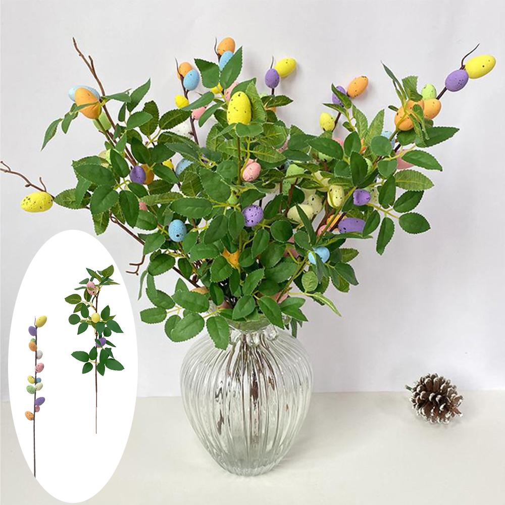 1PC Easter Eggs Branch Tree Foam Painting Easter Decoration for Easter Branch DIY Flower Arrangements Easter Desktop Decoration