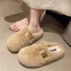Женские домашние тапочки на толстой подошве, с плюшевой отделкой, с пряжкой, хлопковые, новые, осень-зима 2025, высокого класса
