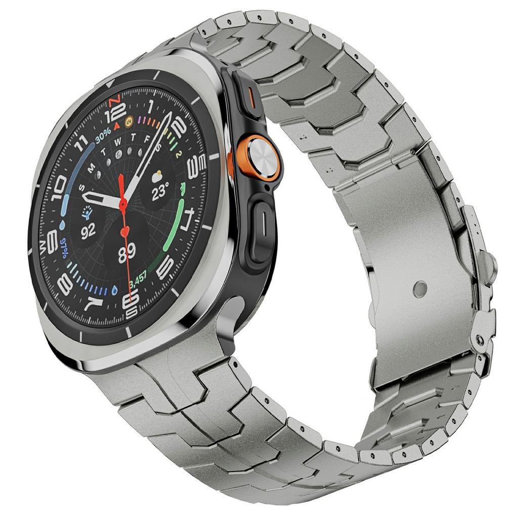 Ремешок для часов из нержавеющей стали для Samsung Galaxy Watch8 44мм/40мм/Watch8 Classic 46мм, двойная складная застежка, браслет на запястье, титан