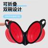 Black Frame Silicone Portable Outdoor Pet Folding Double Bowl Going Out Feeder Integrated Dog Bowl