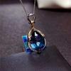 S925 Silver 45cm Necklace Dark Sapphire Jewelry Pendants For Women Bohemia Collares Blue Sapphire Topaz Pendant Necklace Girls