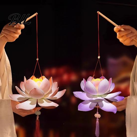 Handmade Gift for Creative People DIY Lotus Lantern Craft Kit, Flower Paper with LED Party Supplies Celebrations Light, Vintage Decorative Lighting