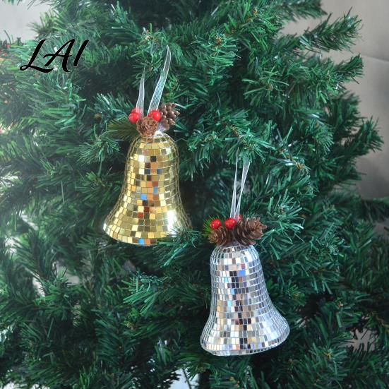 Holiday Party Supplies Christmas Disco Mirror Bell Decoration Reflective Xmas Hanging Ornament Retro Decorative Bells Tree Pendant for Decor