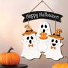 1set New Halloween Decorative 2D Wooden Sign with Pumpkin and Ghost Creative Design for Door Hanging Ghost Festival Decoration