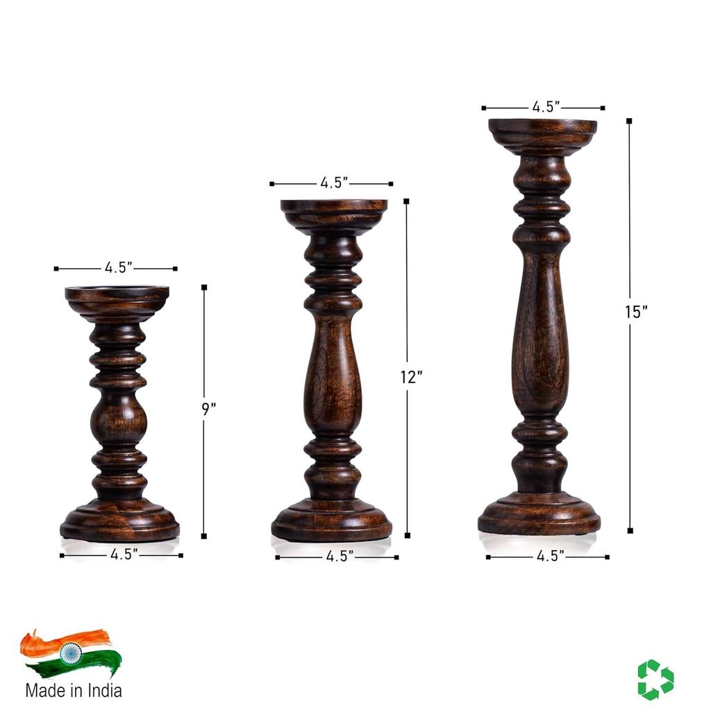 Деревянный подсвечник с 3 бесплатными свечами для украшения дома и стола. Лучший подарок ручной работы на Рождество Новый