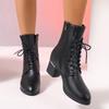 Crystal Women Snow Ankle Boots Pointed Toe Mid Heels Shoes Designer Lace Up Winter Chelsea Boots  Trend Goth Mujer Zapatos