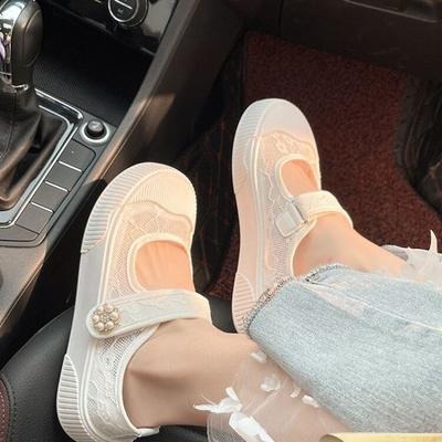 Туфли для женщин Стразы Женская обувь Сетка Дышащие Круглый носок Прозрачный Прозрачный Бриллиант с кристаллами Новое поступление 2024 A H