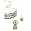 Спортивный позолоченный зеленый комплект колье-колье с шипами Kundan и бусинами и стильной серьгой Jhumki для женщин