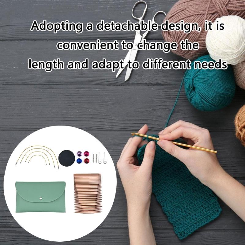 Набор из 13 пар сменных спиц 3 мм-10 мм с чехлом Алюминиевые круговые спицы для начинающего вязальщика