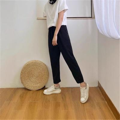 Весенне-летние гаремные брюки длиной до икры для женщин, свободные, облегающие, с высокой талией, брюки-морковки, универсальные, повседневные, больших размеров