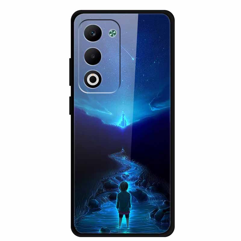 Glass Back Cover For Oppo A5 5G 2025 Phone Case 6.67" Hard Tempered Glass Case For Oppo A5i Pro 4G Case A5iPro Soft Bumper Shell