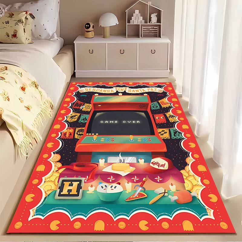Retro Arcade Game Design Carpet suitable as a non-slip mat for the living room or bedroom sofa