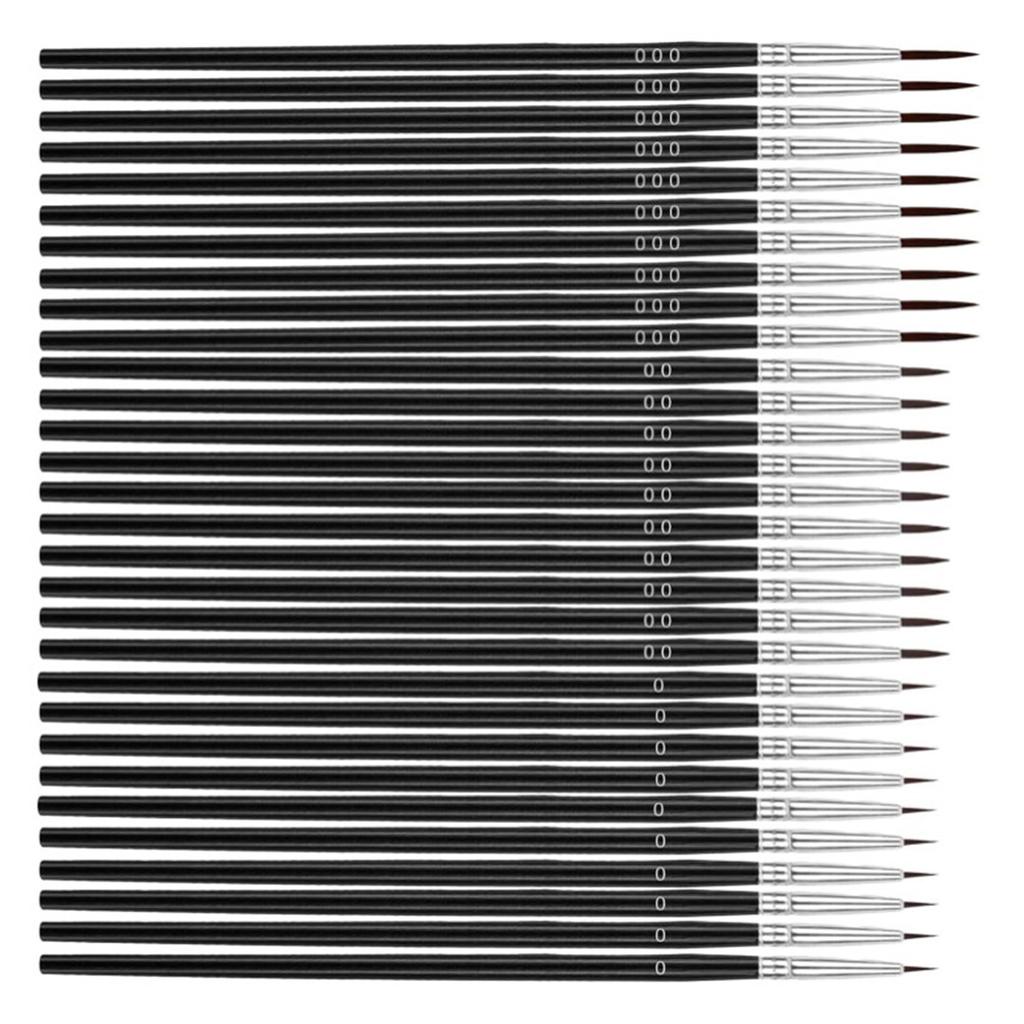Набор кистей для тонкой детализации 30 шт. Деревянная ручка Нейлоновая щетина 3 размера Миниатюрные тонкие кисти для росписи лица
