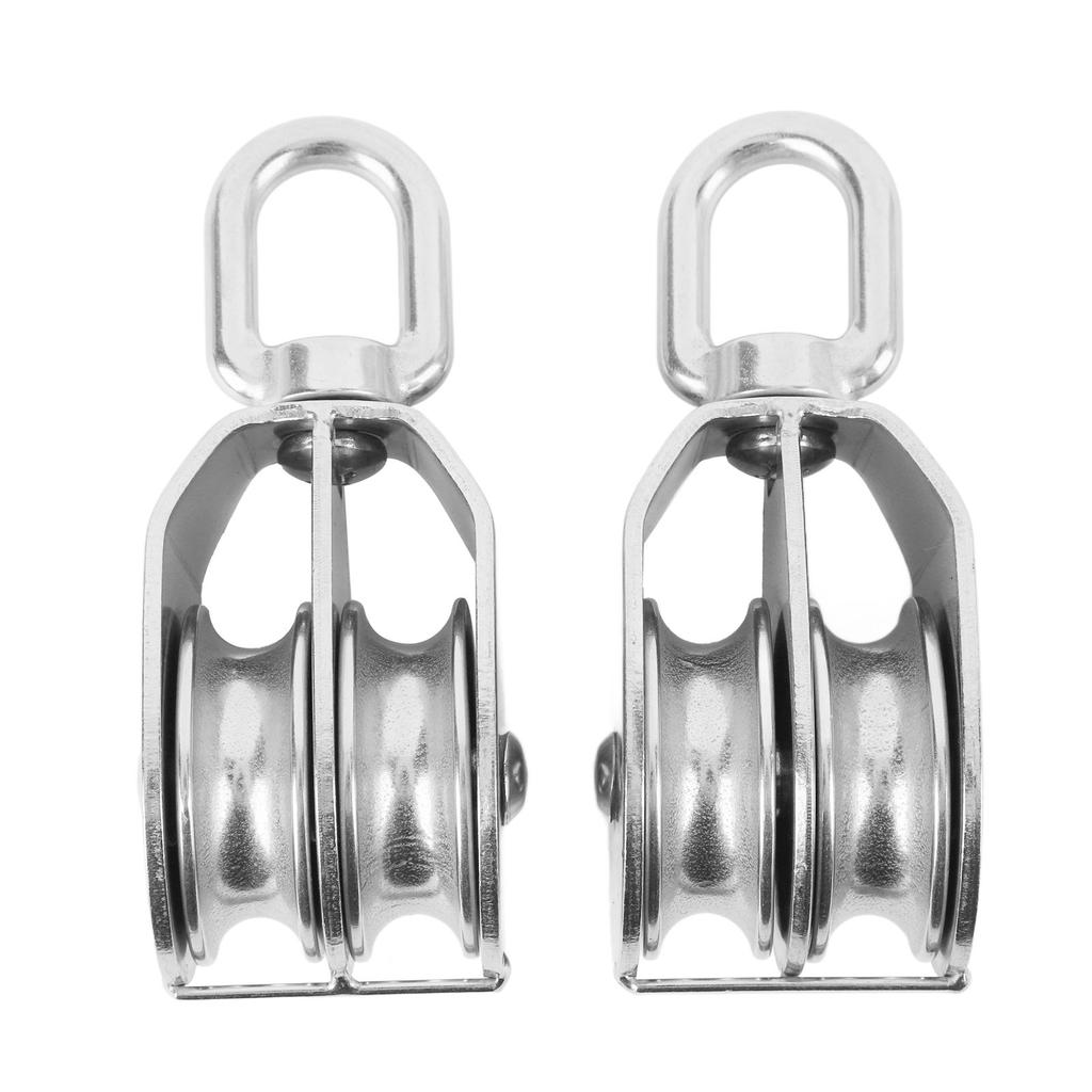 2 шт. Подъемный двойной блок шкива Сверхмощный ролик из нержавеющей стали M50 Канатный кран Подвесной 400 кг Грузоподъемность