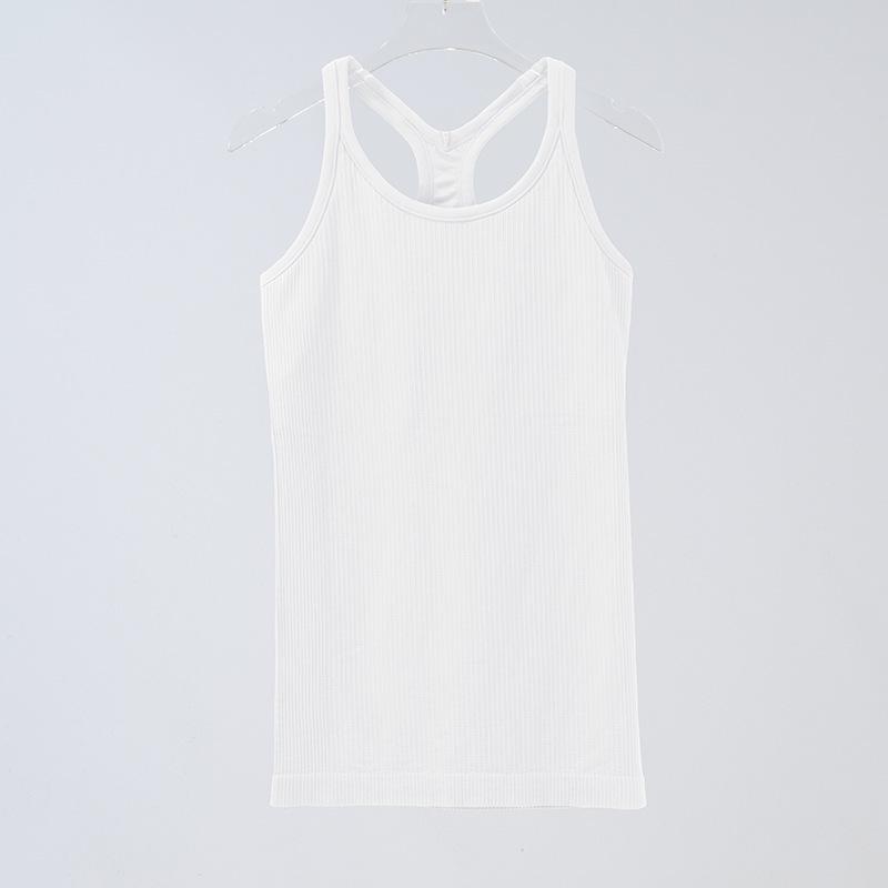 Женский бесшовный трикотажный жилет для йоги в рубчик с I-образной спинкой — облегающий, высокоэластичный спортивный костюм