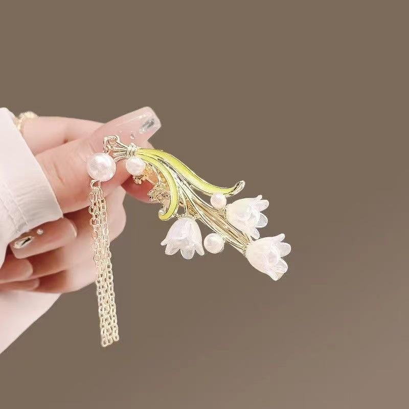 Заколка для волос со стразами и цветком: Элегантный, маленький зажим-пружинка для взрослых