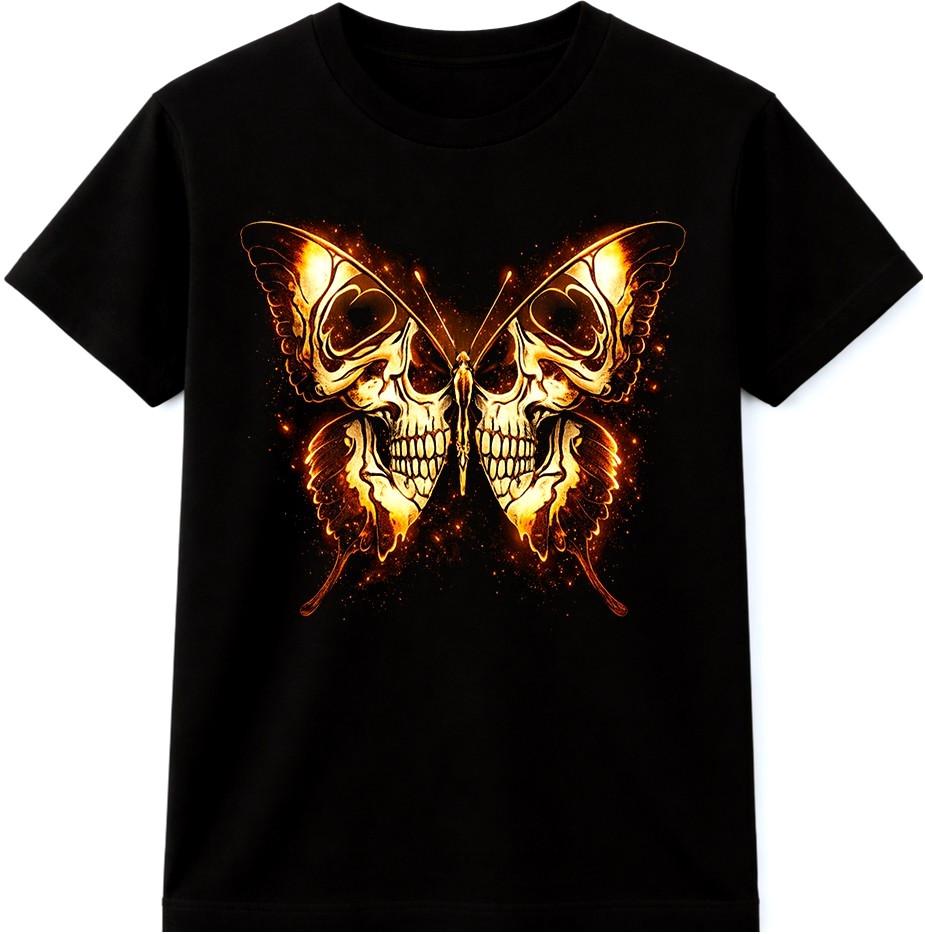 Gothic Butterfly Skull T Shirt Dark Art Insect Vintage Graphic Tee