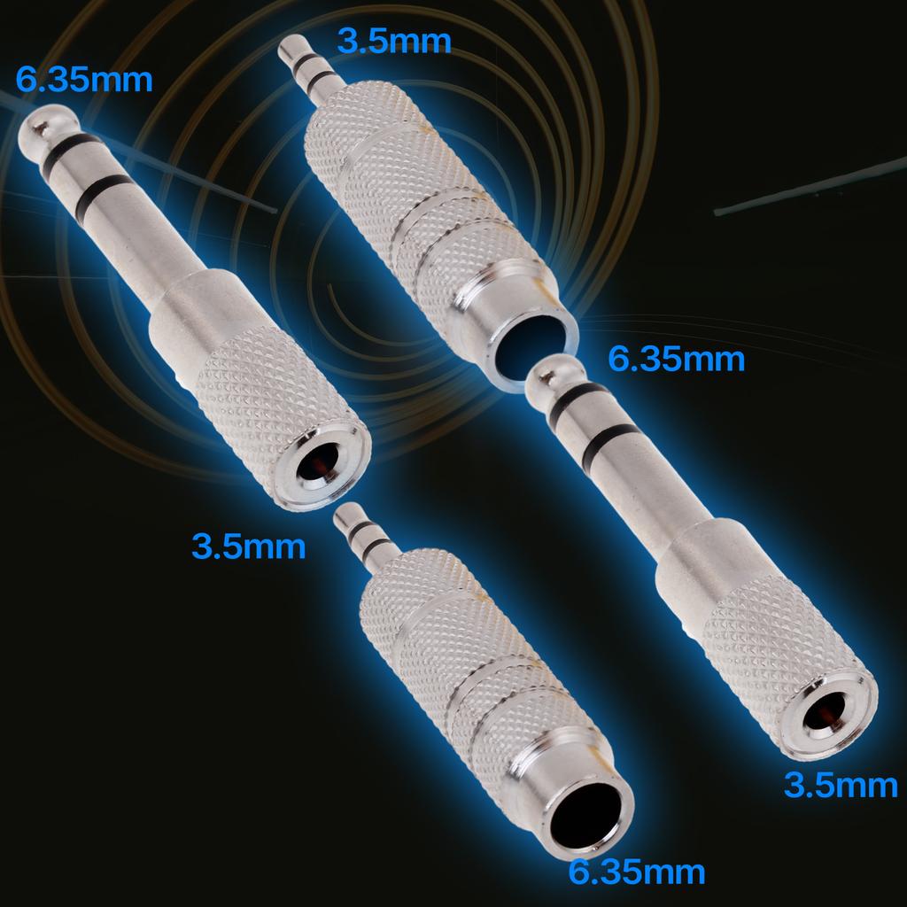 4 шт. Компактный переходник штекер 6,35 мм на штекер 3,5 мм, совместимый для электроинструментов, клавишных, устойчивый к коррозии и ржавчине