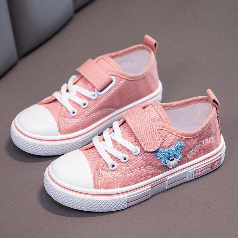 Весенние низкие кеды на мягкой подошве, детские повседневные кроссовки, детская дышащая парусиновая обувь для мальчиков и девочек с вышивкой мультфильмов