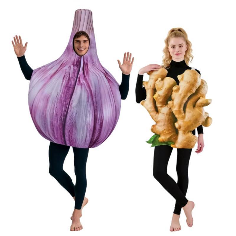 Game Themed Garlic Ginger Cosplay Costume For Adults Halloween Party And Stage Performance