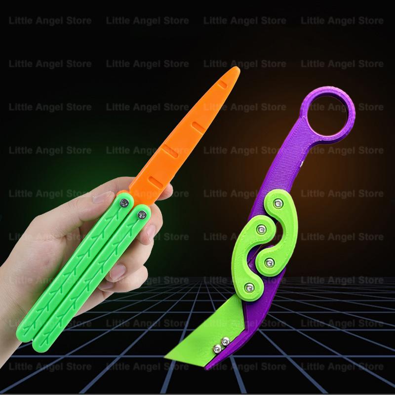 Новый 3D печатный гравитационный коготь-нож, игрушка для снятия стресса, бабочка, Непоседа, захват для рук, сенсорная игрушка, складной нож-коготь, редис для подарка