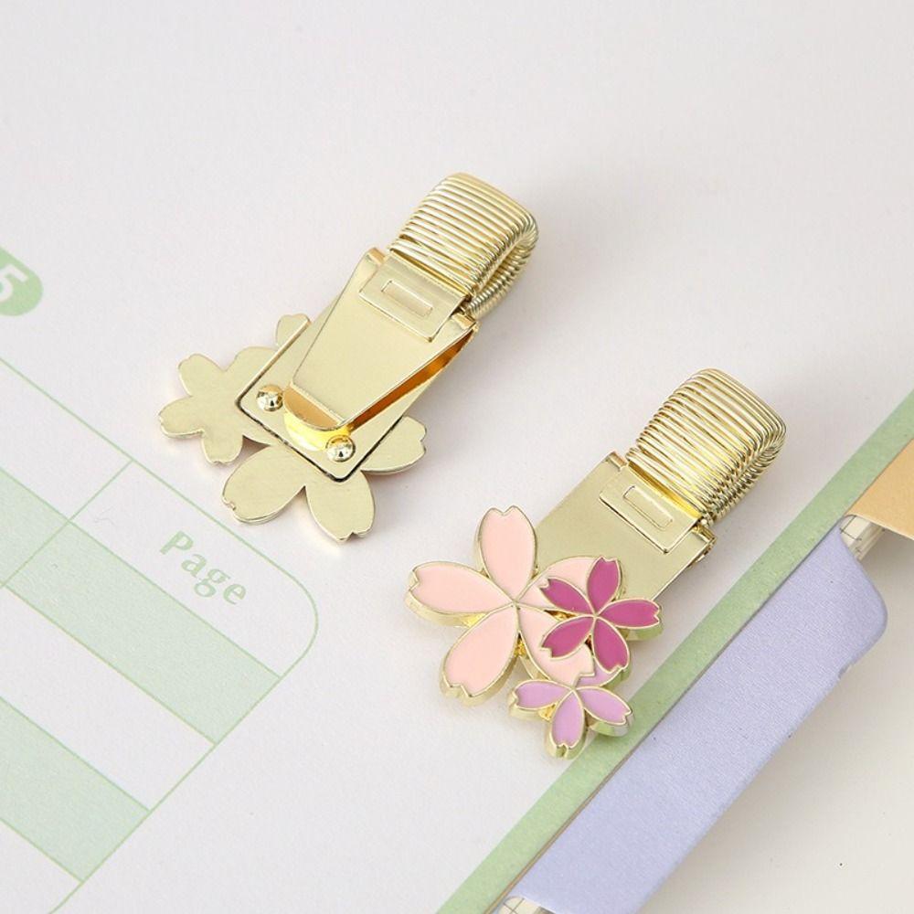 Retro Metal Pen Holder Flower Journal Clip Portable Paper Fix Clips Student