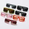 Oversized Hollow Out Square Sun Glasses Fashion One-Piece Lens Goggles Men Stylish UV Protection Sports Sun Eyeglass