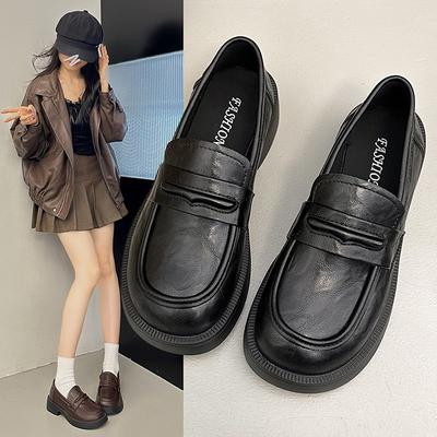 Коричневые женские туфли на платформе, весенне-осенние, форменные, из маленькой кожи, колледж, Мэри Джейн, одинарные, с юбкой