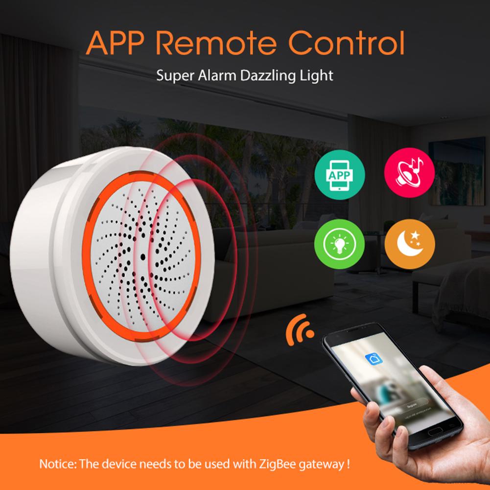 Tuya Zigbee Звуковой и световой датчик Умная сирена-сигнализация Для системы домашней безопасности Поддержка удаленного управления через приложение Работает с умным хабом TUYA