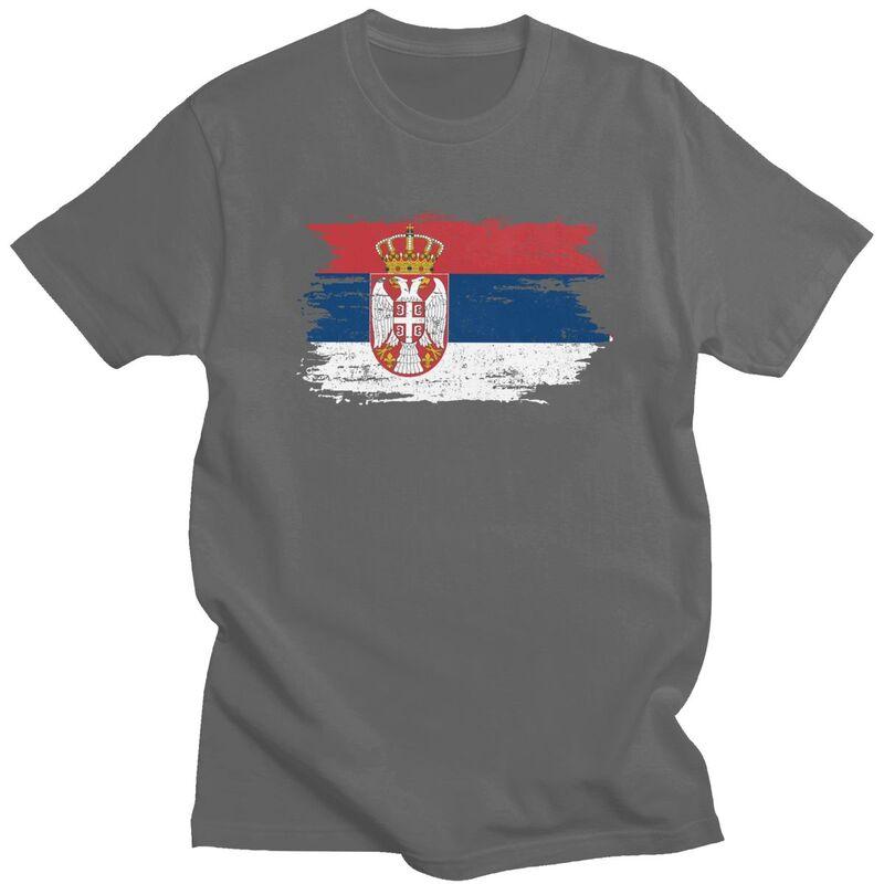 Мужская футболка с индивидуальным флагом Сербии, короткий рукав, 100% хлопок, повседневная, сербская, гордая, уличная одежда