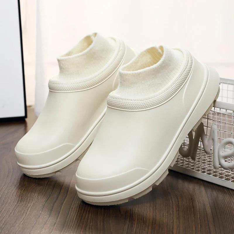 Осень и Зима Пара Водонепроницаемые Плюшевые Теплые Хлопковые Ботинки Уличная Платформа Противоскользящие Повседневные Модные Базовые Универсальные