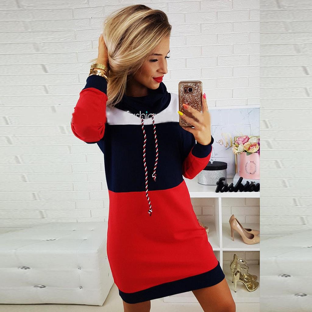 Womens Ladies Sweater Jumper Long Dresses Skirt Winter Long Sleeve Striped Tops