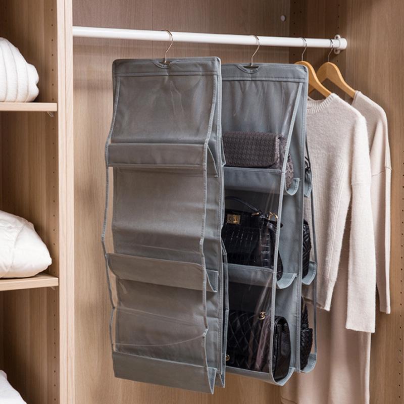 6 Pocket Artifact Bag Dust-proof Cover Handbag Storage with Hanger Pouch Storage Bag