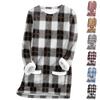 Women's Fashion Plaid Print Round Neck Long Sleeve Plush Winter Warm Pullover Top