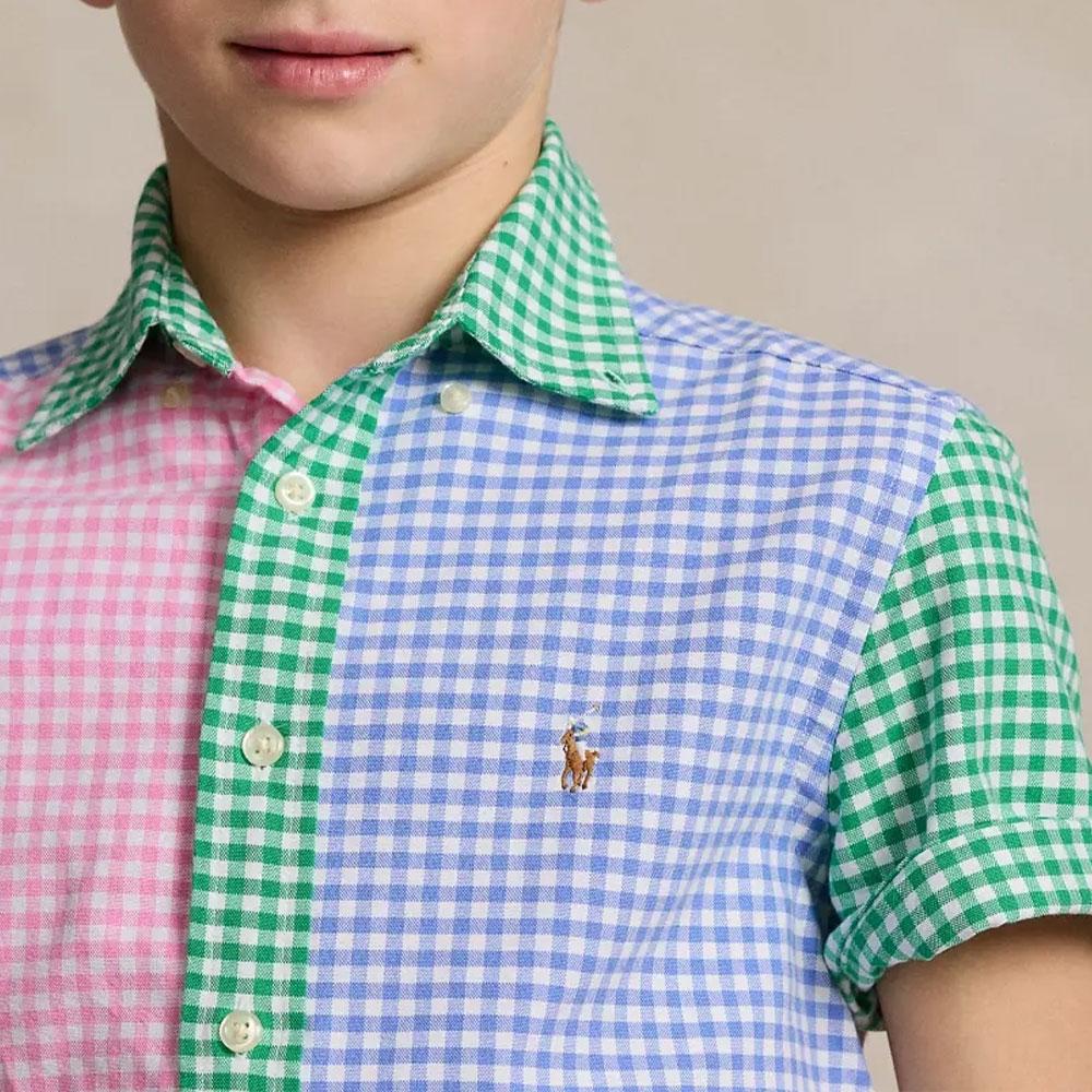 Polo Ralph Lauren SS24 клетчатый принт однобортная повседневная рубашка с коротким рукавом детские рубашки многоцветные CWPOWOVY6820466-999