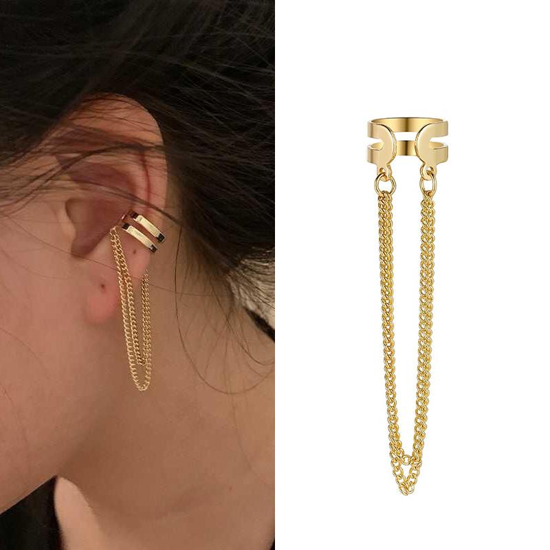 2025 New Fashion Gold Color Circle Non-Piercing Ear Clip Earrings for Women Man Fake Piercing Ear Cuff Earrings Zircon Set Gift