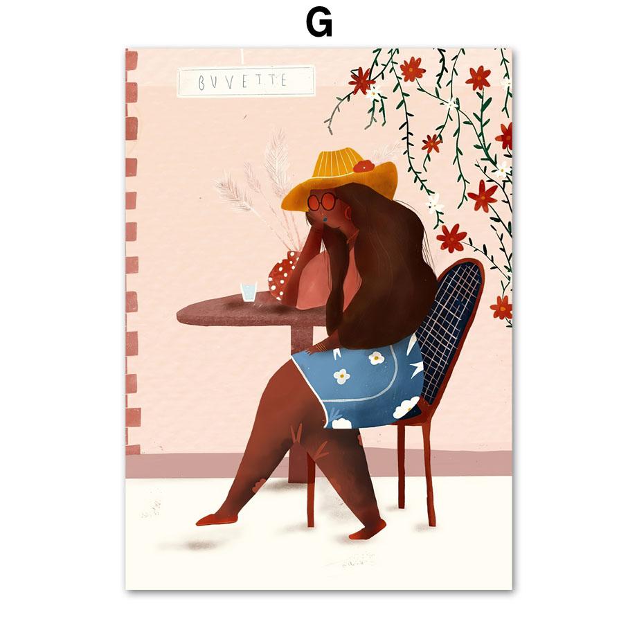 Summer Girl A Little Nap Wild Flower Jungle Plants Wall Art Print Canvas Painting Nordic Poster Decor Pictures For Living Room