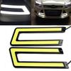 2Pcs White COB Daytime Running 6000K LED DRL Light Headlight U Shape Fog Lamp