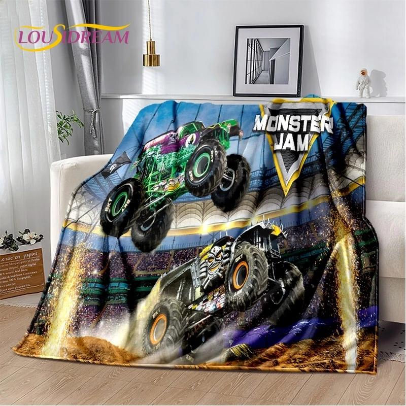 Мягкое фланелевое одеяло Monster Truck 3D Monster Jam Cartoon для кровати, спальни, дивана, пикника, плед для отдыха на свежем воздухе, подарок