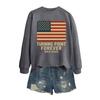 Women's Fashion Casual Long Sleeve Printed Round Neck Sweatshirt Top