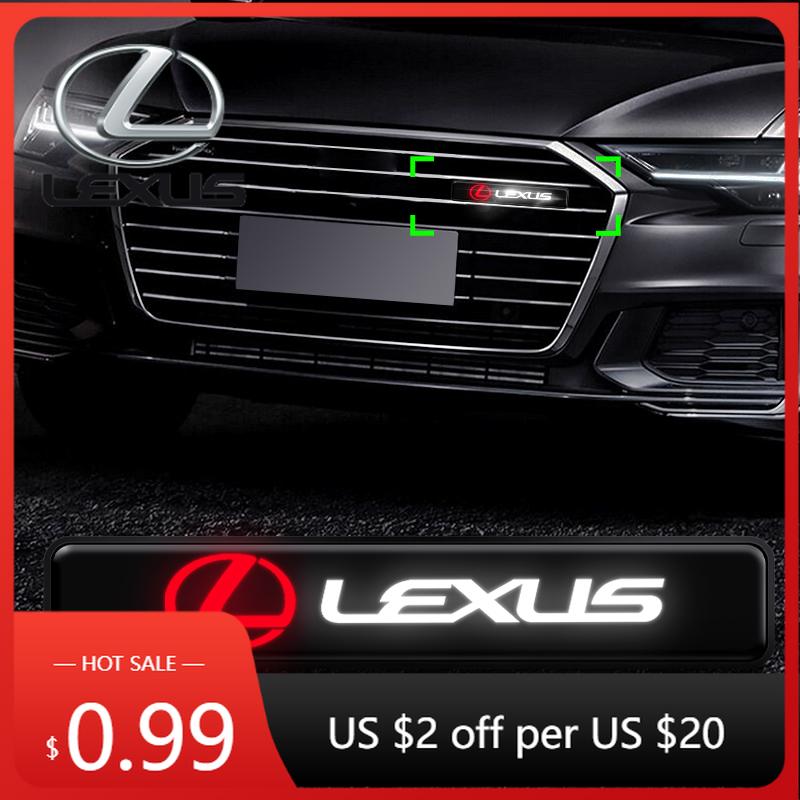 Interior Stickers 1Pcs Car Front Hood Grille Emblem Badge Decorative LED Light For Lexus F SPORT GS GX IS LS LX CT LC RC LBX NX
