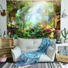 Psychedelic Forest Tapestry Mushroom Castle Fairytale Wall Hanging Tapestry for Living Room Bedroom Home Dormitory Decoration