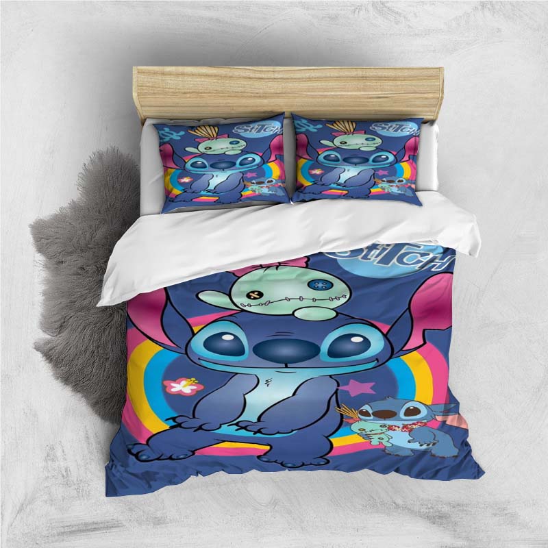 Mini Kawaii (Stitch) Bedding Set, Cartoon Duvet Cover and Pillowcases, Soft and Comfortable, Customizable.