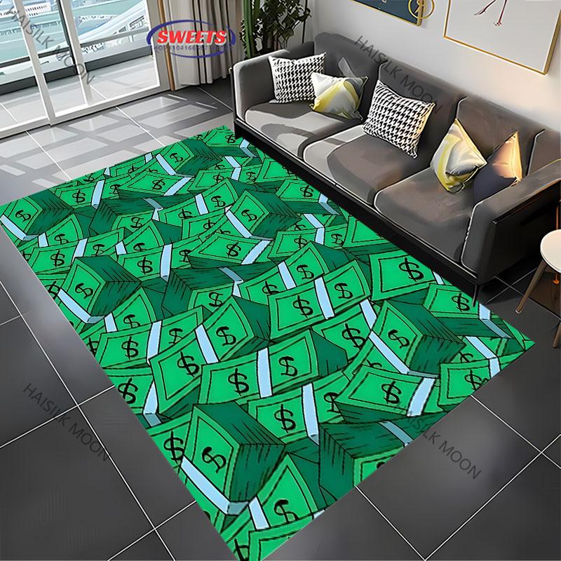 1 шт. ковер с принтом доллара, нескользящий мультяшный коврик, большие размеры, ковры для спальни, игровой комнаты, столовой, офиса, декоративный коврик