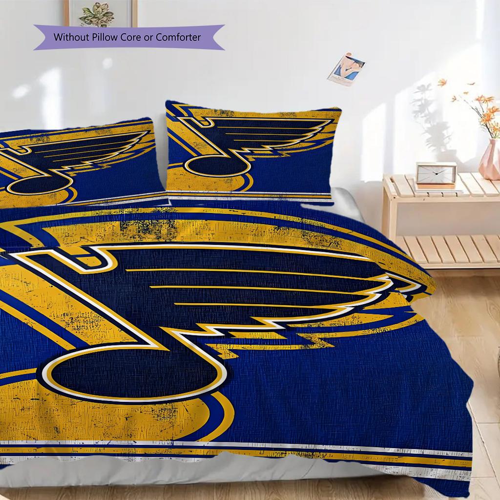 St. Louis Blues Pattern Bedding Quilt Set Quilt Cover Pillowcase Home Decoration Birthday Gift (1 * duvet cover + 2 * pillowcase, without core)