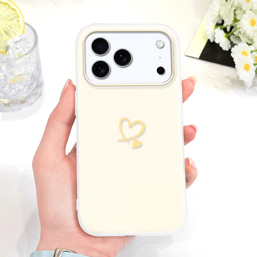 Простой Чехол для Телефона в Форме Сердца для IPhone 17 17E Air 16 16E 15 Plus Pro Max Конфетного Цвета