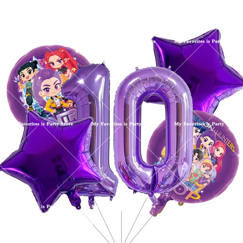 Kpop Demon Hunters Children's Birthday Party Decoration Ball Number Digit 1-10 Balloon Set Baby Shower Party Supplies Gift Toy