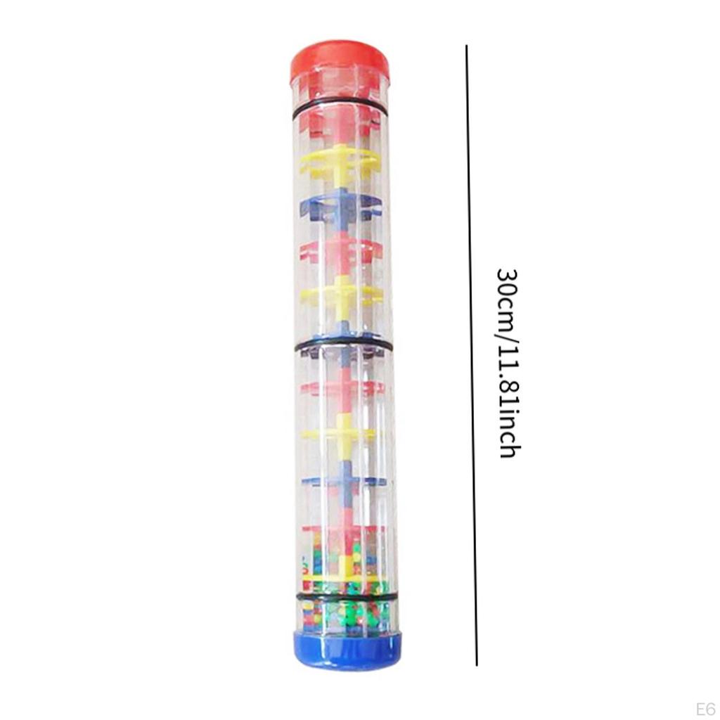 Rainmaker Beaded Rain Shaker Toy Activity Center Learning Fine Motor Skill Wooden Stick Baby