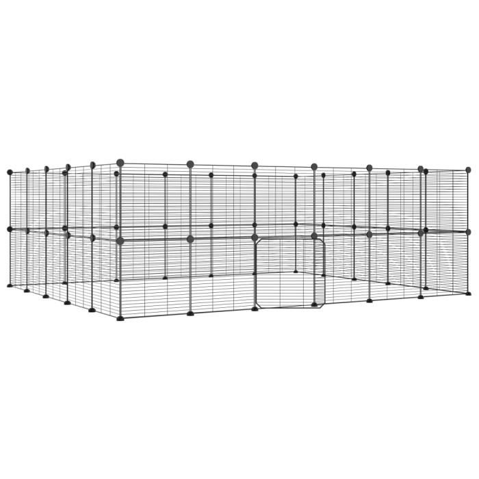 3114046 vidaXL Pet Cage 44 Panels and Door Black 35x35 Cm